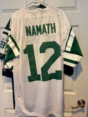 Joe Namath #12 White & Green Football Jersey
